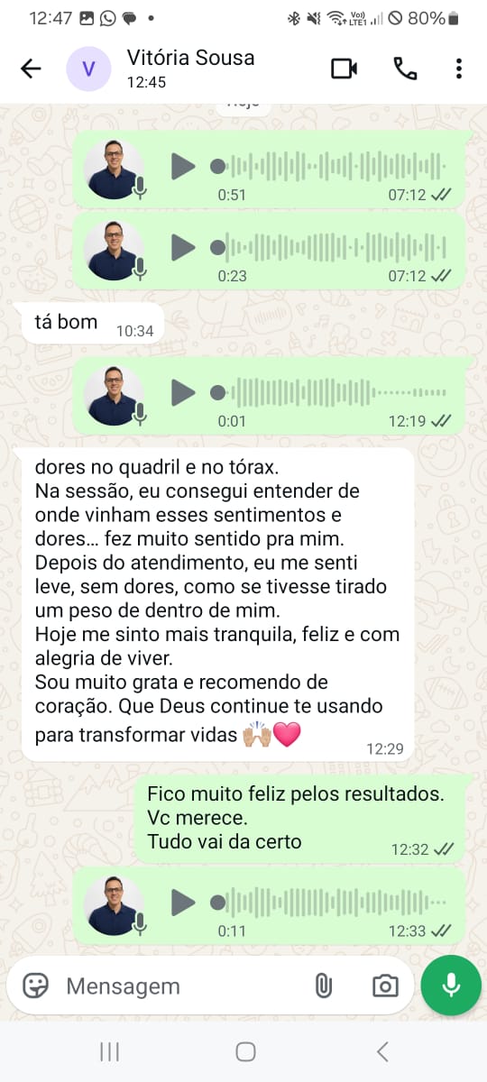 Depoimento de cliente 2 sobre a terapia com Edvaldo dos Santos