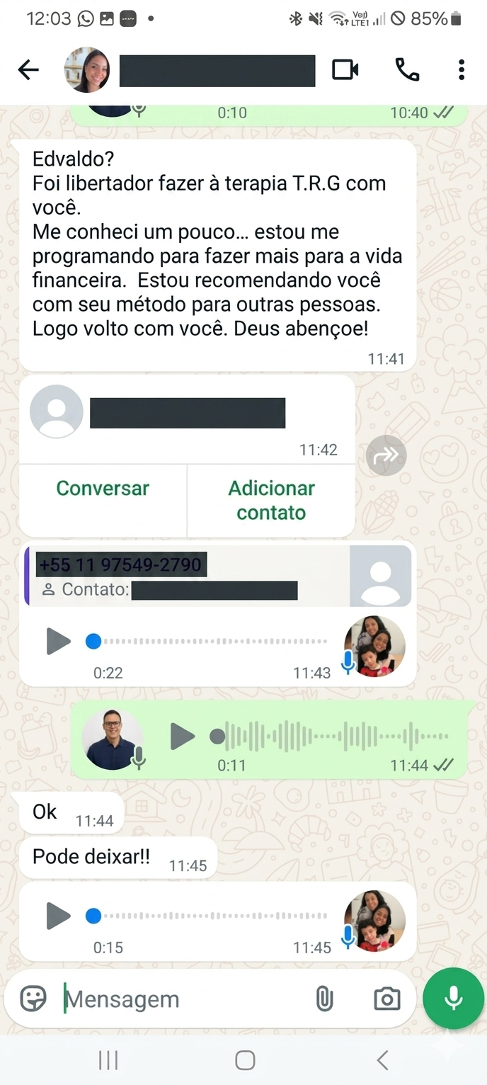 Depoimento de cliente 3 sobre a terapia com Edvaldo dos Santos
