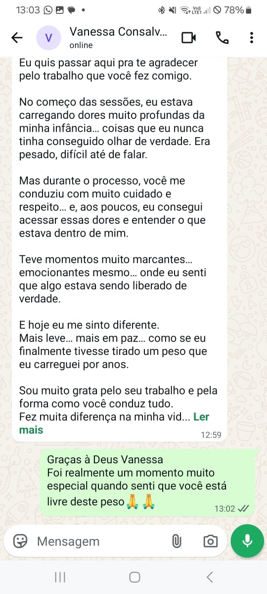 Depoimento de cliente 4 sobre a terapia com Edvaldo dos Santos